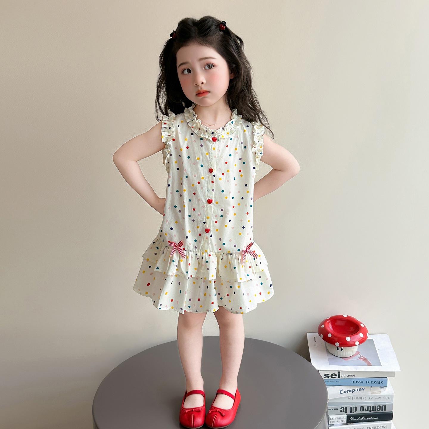 Girls Summer Polka Dot Sleeveless Dress Cute Princess for Toddlers and Kids 90