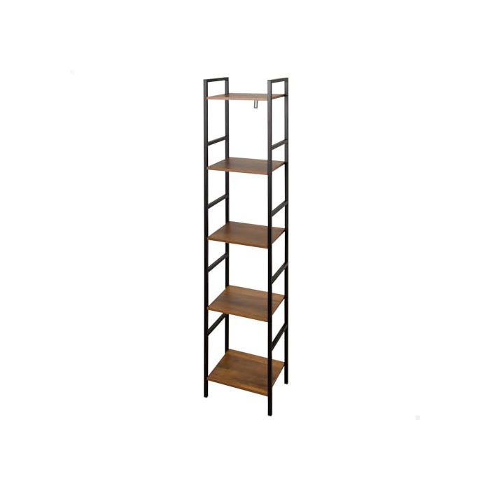 Steel and Wood Storage Shelf - AKTIVE - 5 Shelves - 30x24x144 Cm - Easy Assembly - Sturdy - Durable
