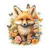 Hand Painted Fox with Flowers and Butterfly Toilet and Wall Sticker Set Waterproof Self-Adhesive Removable Decal for Bathroom WC Wall Decoration