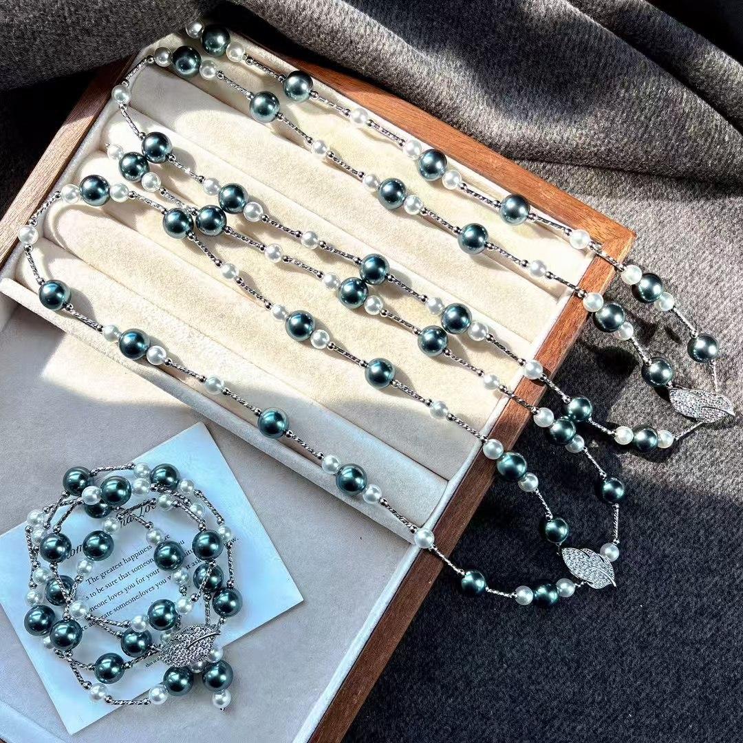 Maillard Style High Quality High Gloss Artificial Crystal Sweater Chain Necklace