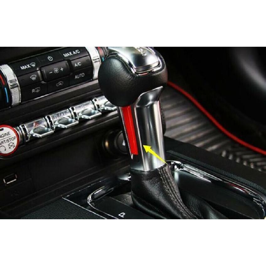 Central Console Gear Shift Knob Head Strip For Ford Mustang 2015- Bright Red