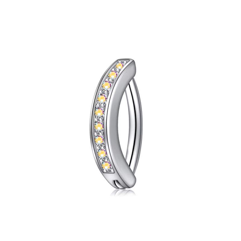 

Inverted Belly Button Ring: Stainless Steel & Copper with Zircon Inlay - Fashionable Abdominal Piercing Jewelry