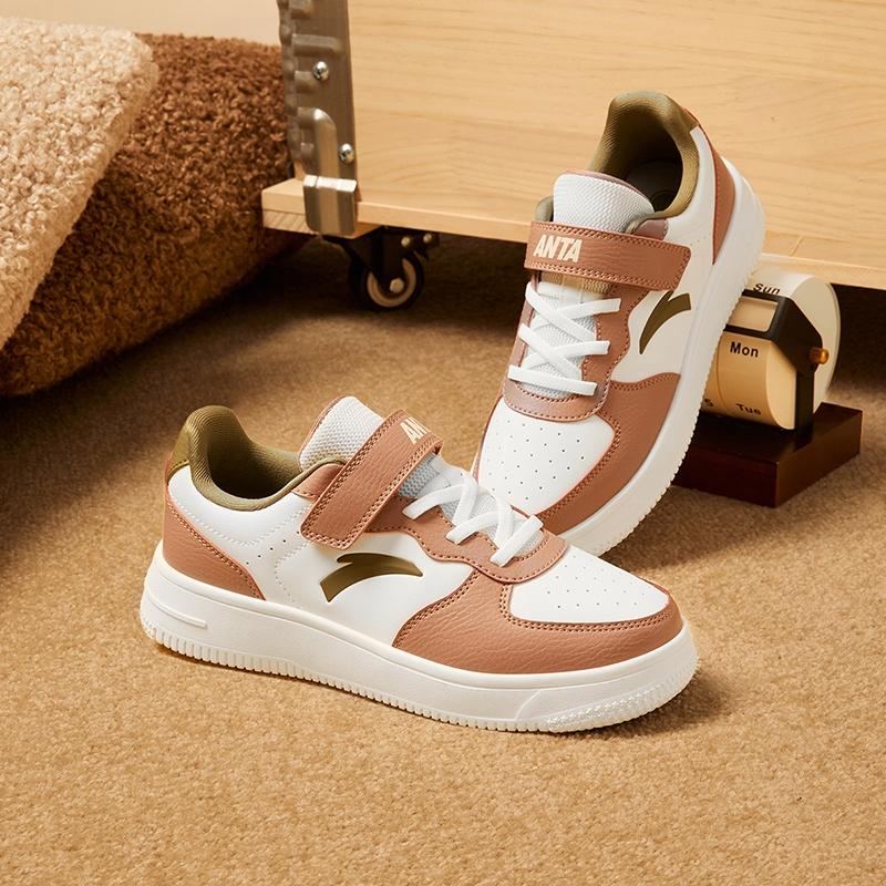 Anta Fashionable Comfortable Wear-Resistant Lightweight Shock-Absorbing Non-Slip Low-Top Kids Skate Shoes Kids Sneakers White Brown Green A22448088-5