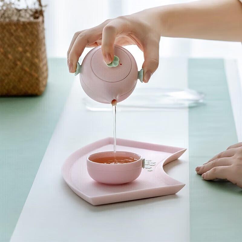 Wanqiantang Ceramic Kung Fu Tea Set - Early Spring Cherry Blossom Pink