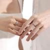 Wisteria S925 Sterling Silver Couple Rings with Mori Style Epoxy Design - Elegant and Unique Pair