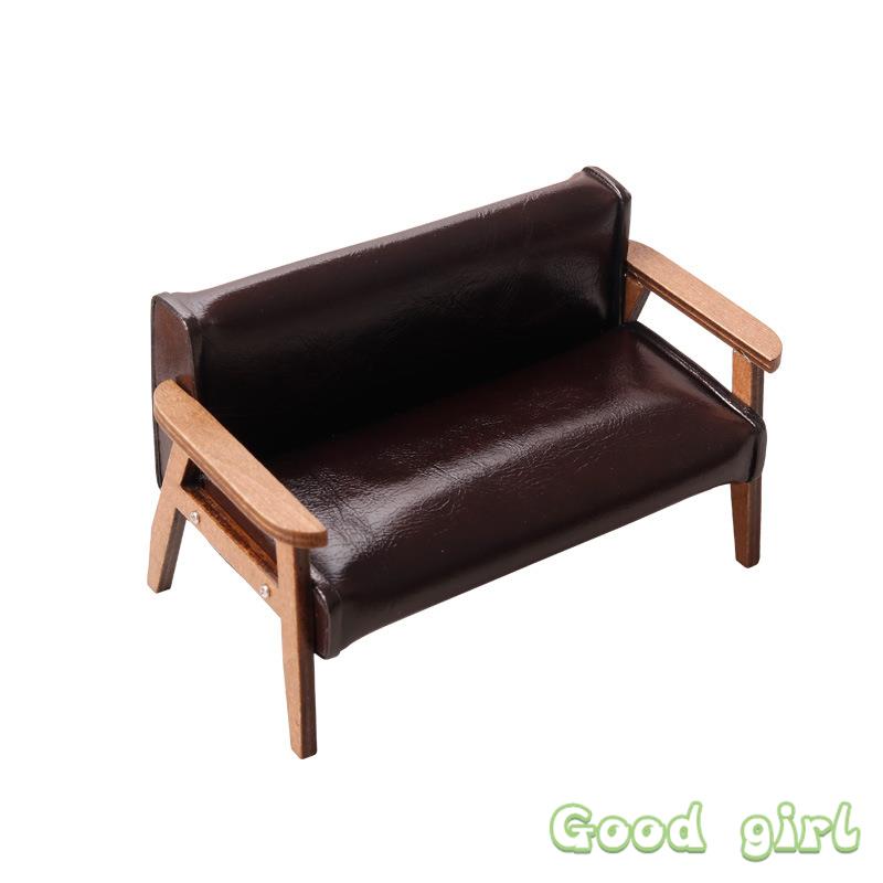1/12 Dollhouse Miniature Furniture Leather Sofa Single/Double Chair Model Doll Home Living Room Decor Accessor Children Toy Gift