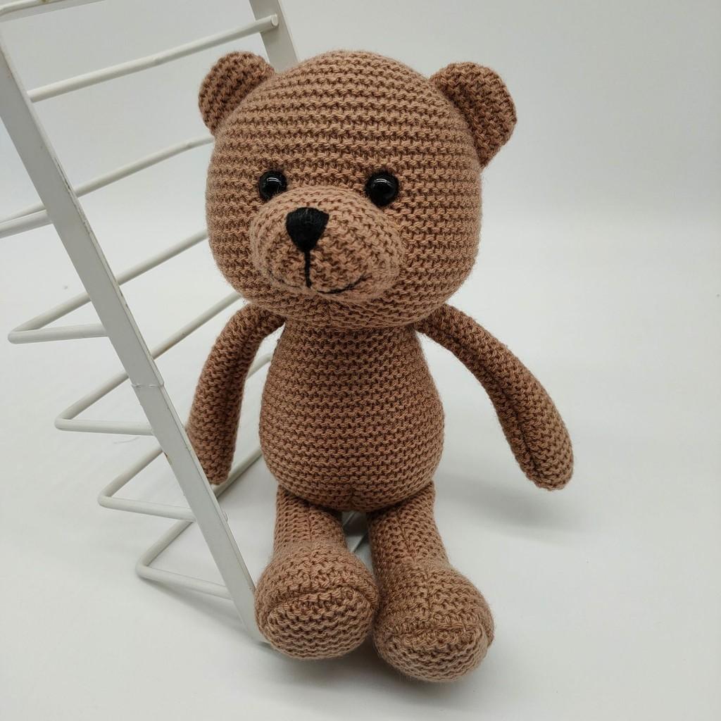 Handmade Children Knit Bear Soft Plush Animal Toy Playroom Decor Birthday Gift