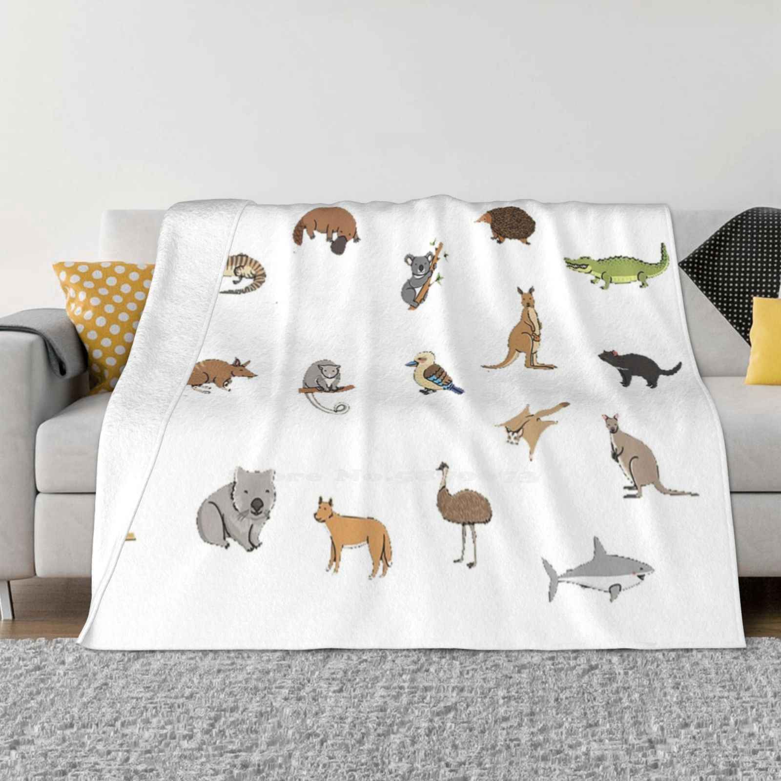 All Cute Aussie Animals Pack Fashion Soft Warm Flannel Blanket Aussie Animals Cute Australian Koala Wombat Kangaroo Funny 30x40in