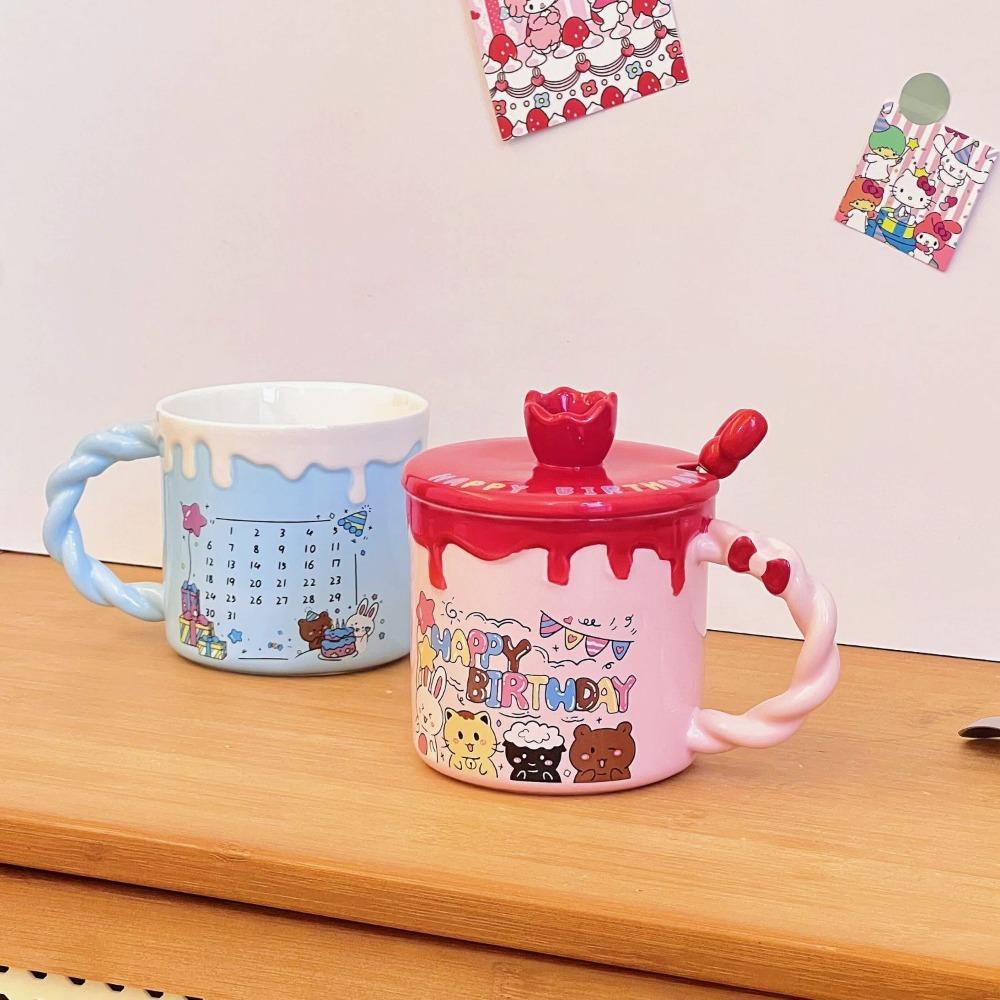 Birthday Candle Water Cup, Cake Gift Ceramic Cup, Birthday Gift Mugs Coffee Cups for Male Girlfriend Drinkware