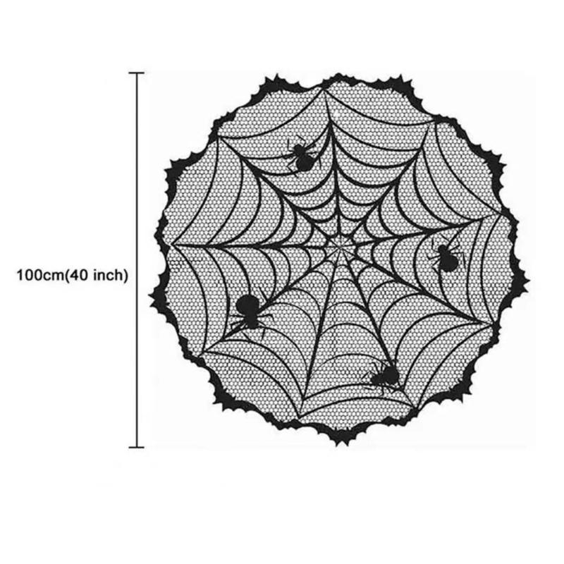 Spooky Halloween Polyester Cobweb Table Runner with Cobweb Pattern for Home and Event Decoration