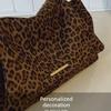 Ladies Gold Zipper Leopard Print Crossbody Bag
