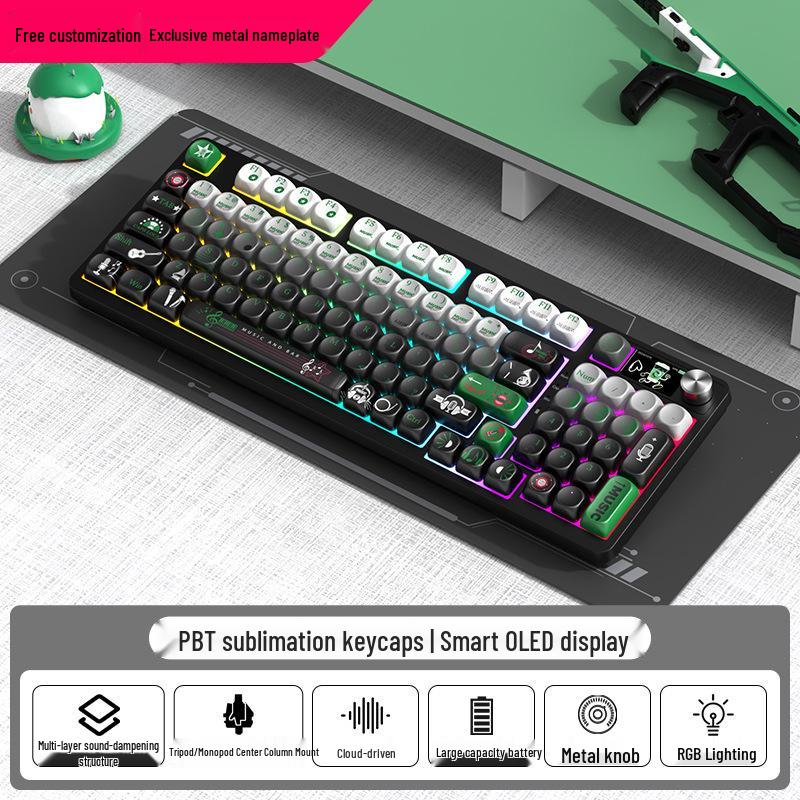 98-Key RGB Wireless Bluetooth Triple-Mode Mechanical Keyboard - Gaming, Esports & Office Customization Screen