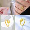 Gold Plated Dragon Scale Clover Ring: Women's Elegant Honeycomb Surface Open Finger Ring, Inspired by Xiaohongshu Style.