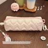 Pink Polka Dot Heart Pencil Case with Bow Ribbon for Girls - Cute Stationery Storage Bag