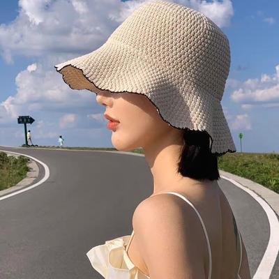 Japanese Lace Fisherman Hat, Women'S Summer Sunshade Basin Hat, Korean Version Fashionable And Versatile Thin Knit Bucket Hat