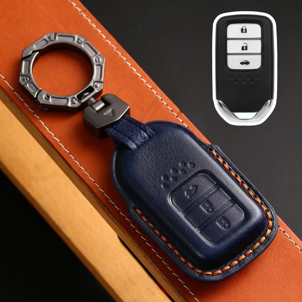 Leather Car Key Case Cover Shell For Honda Civic Accord Vezel Fit Crv Hrv Crz Hrv Polit Jazz Jade Stepwgn Elysion Pilot Odyssey