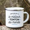 Super Tonton Papy Printed Funny Enamel Creative Coffee Cups Camping Mugs Handle Drinkware Vacation Mug Father's Day Best Gifts