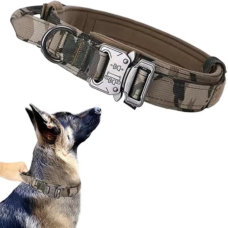 Hundehalsband- und Leinen-Set aus Nylon, strapazierfähiges Hundehalsband, reflektierende Leine, taktisches Trainingshalsband für Haustiere, Leinen-Set für große Hunde