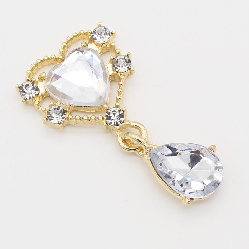 

NEW Gold Heart 20*40mm Rhinestone Buttons DIY Flat Embellishment Wedding Invitation Card Wine Glass Gift Box Creative Decoration