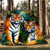 1pc Tiger Print Throw Blanket Polyester Fiber, Lightweight Flannel, Soft & Warm, All Season Use for Outdoor, Camping Digital Print