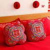 Chinese Red Embroidery Throw Pillow Chinese Traditional Wedding Room Decorative Pillow Engaged Bedding Layout Decor Cushion
