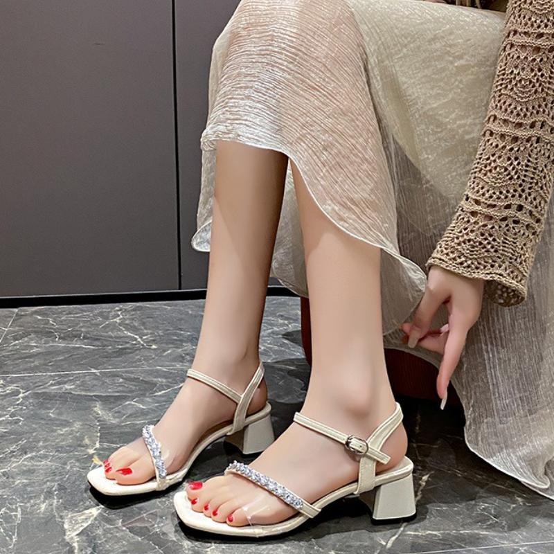 Mode 2025 Neue Sandalen Sommer Elegant und Bequeme Schuhe Perlen Perlenstickerei Zehenfrei Mode Damen Party Sandalen Schuhe Hohe Absätze