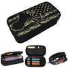 Camo With American Flag And Deer Hunting Pencil Case for Studen School Pen Box Pencil Bag Stationery Supplies Pen Holder Bag