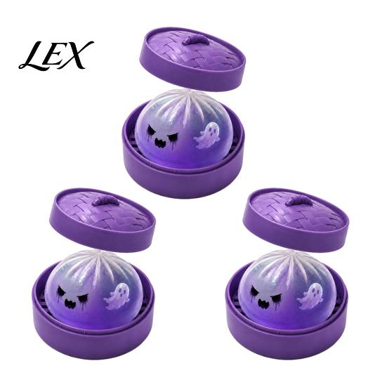Dumpling Desktop Ornaments 1/2/3Pcs Purple Ghost Squeeze Toy, Halloween Steamed Bun Desk Toy Stress Relief Clear Ball Fidget Party Supplies