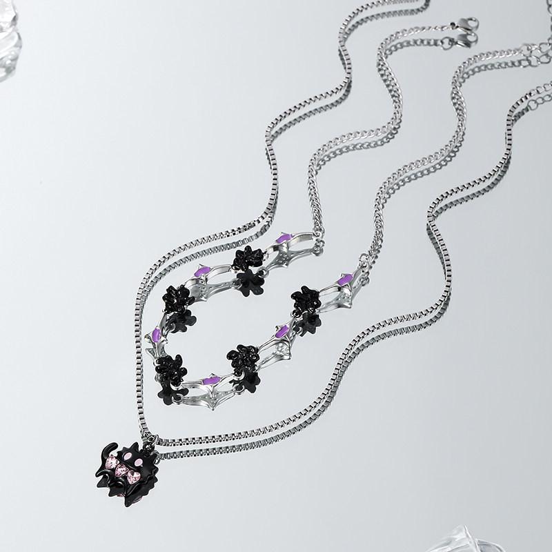 Sweet Cool Cat Pendant Y2K Necklace: Double Layer Clavicle Chain, Light Luxury Niche Accessory for Women