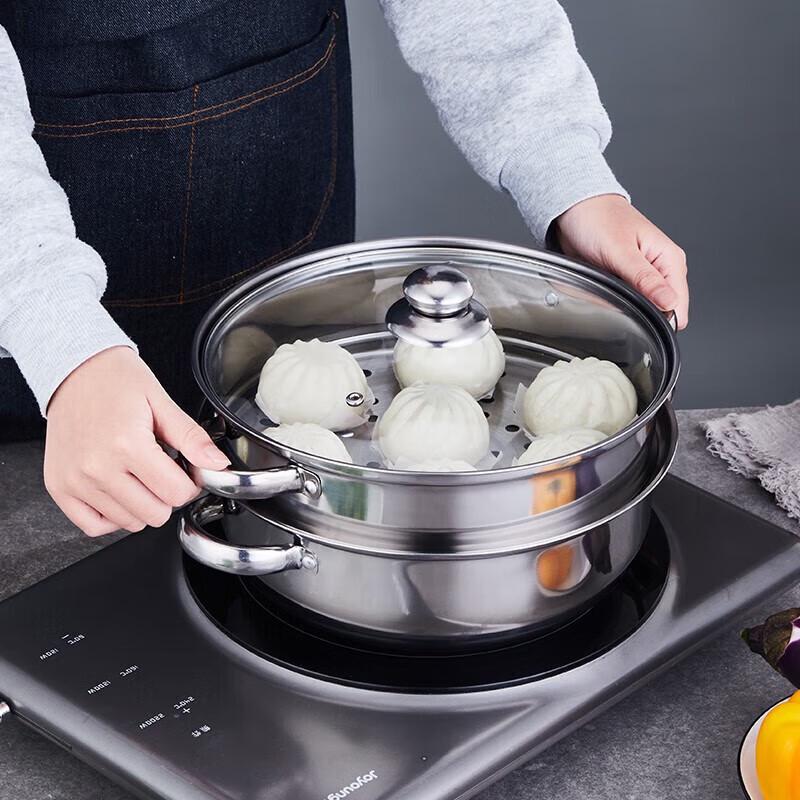 YISPOT 28cm Edelstahl 2-stöckiger Dampfgarer Suppentopf