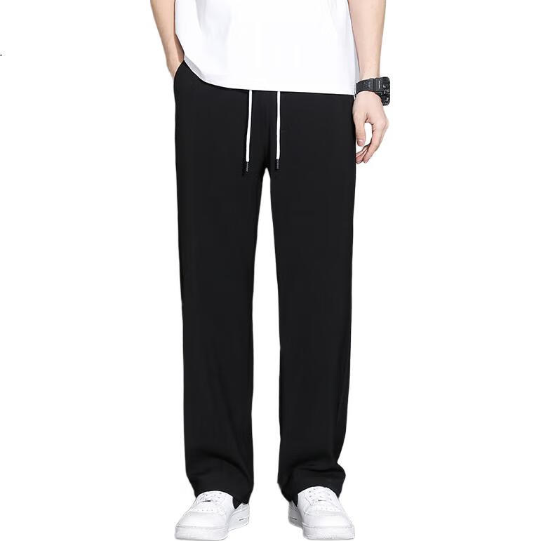 Foss Phil Men's Casual Pants, Summer Sports Simple Trendy Trousers, Loose Wide-Leg Versatile Straight-Leg Pants, 903 Black 2XL