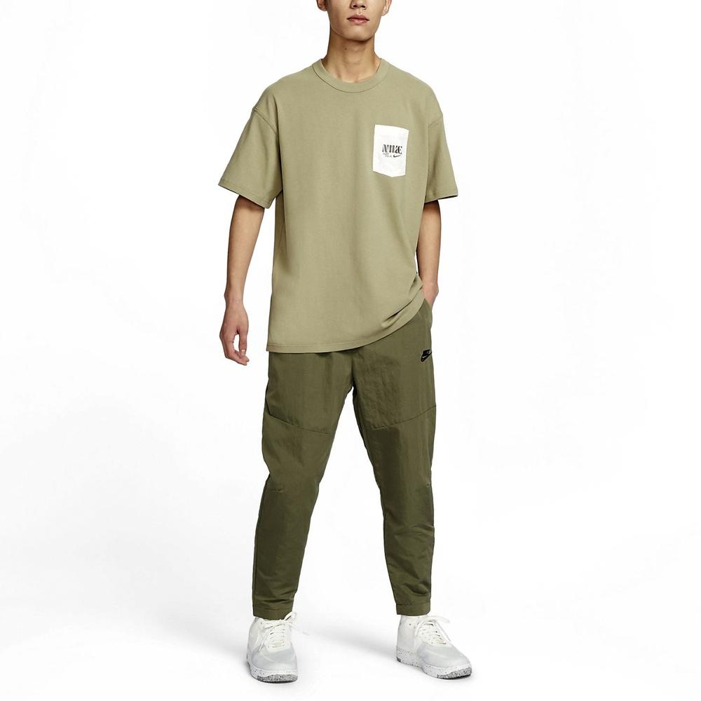 New Nike Drop Shoulder Sleeve T-Shirt Men's Olive Green FJ7681-276