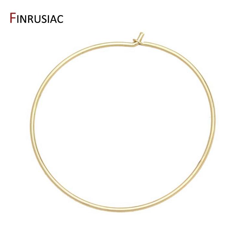 

14K Gold Plated 40mm Round Beading Earrings hoops High Quality Brass Metal Circle Earring Findings DIY Jewelry Making Supplies 4 pieces