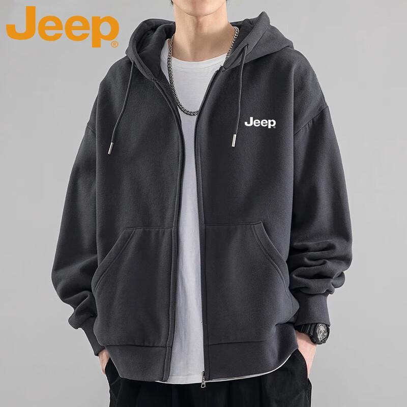 JEEP Men's Casual Hooded Zip-Up Sweatshirt