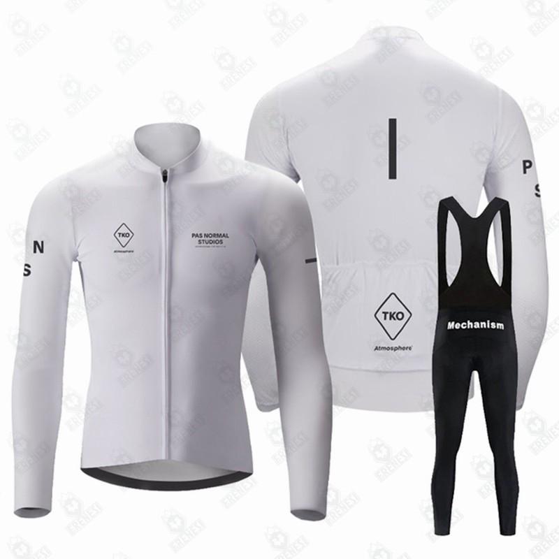 Conjunto de Roupa de Ciclismo em Fleece Manga Longa Calça Bretelle Estrada Mountain Bike Inverno Passeio ao Ar Livre