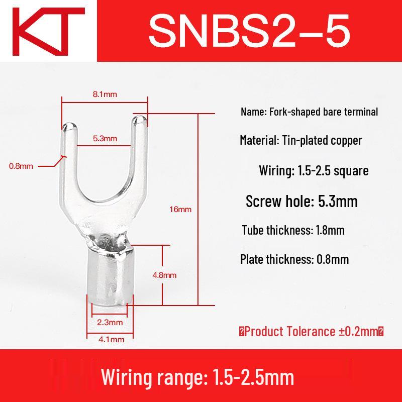 Kaisheng Y-Shaped Copper Forked Crimp Terminal SNBSML2-8 UT Lug