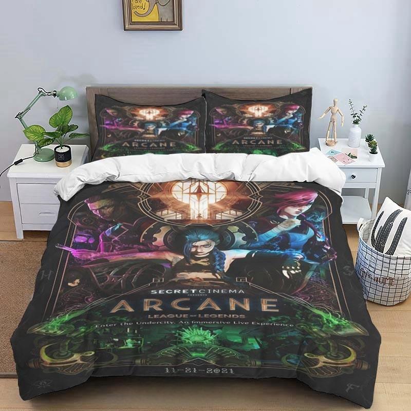 Cartoon Game Jinx Arcane_ League of Legends Bedding Set King Twin Double Child 3 Piece Mircofiber or Polyester Duvet Cover Sets
