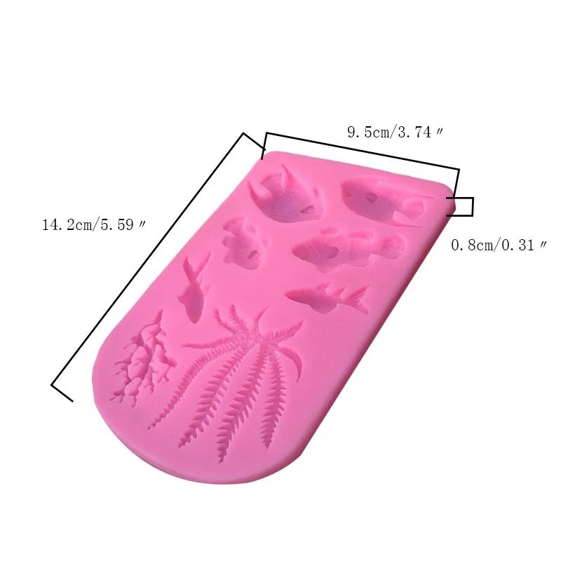 14.2*9.5cm Fish Silicone Mold Seaweed Coral Fondant Sugarcraft Forms Cake Decorating Tools Chocolate Candy Pastry Decorating