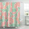 Boho Abstract Colorful Floral Shower Curtain – Vintage Patchwork Design, Pink & Green Flowers, Geometric Pattern