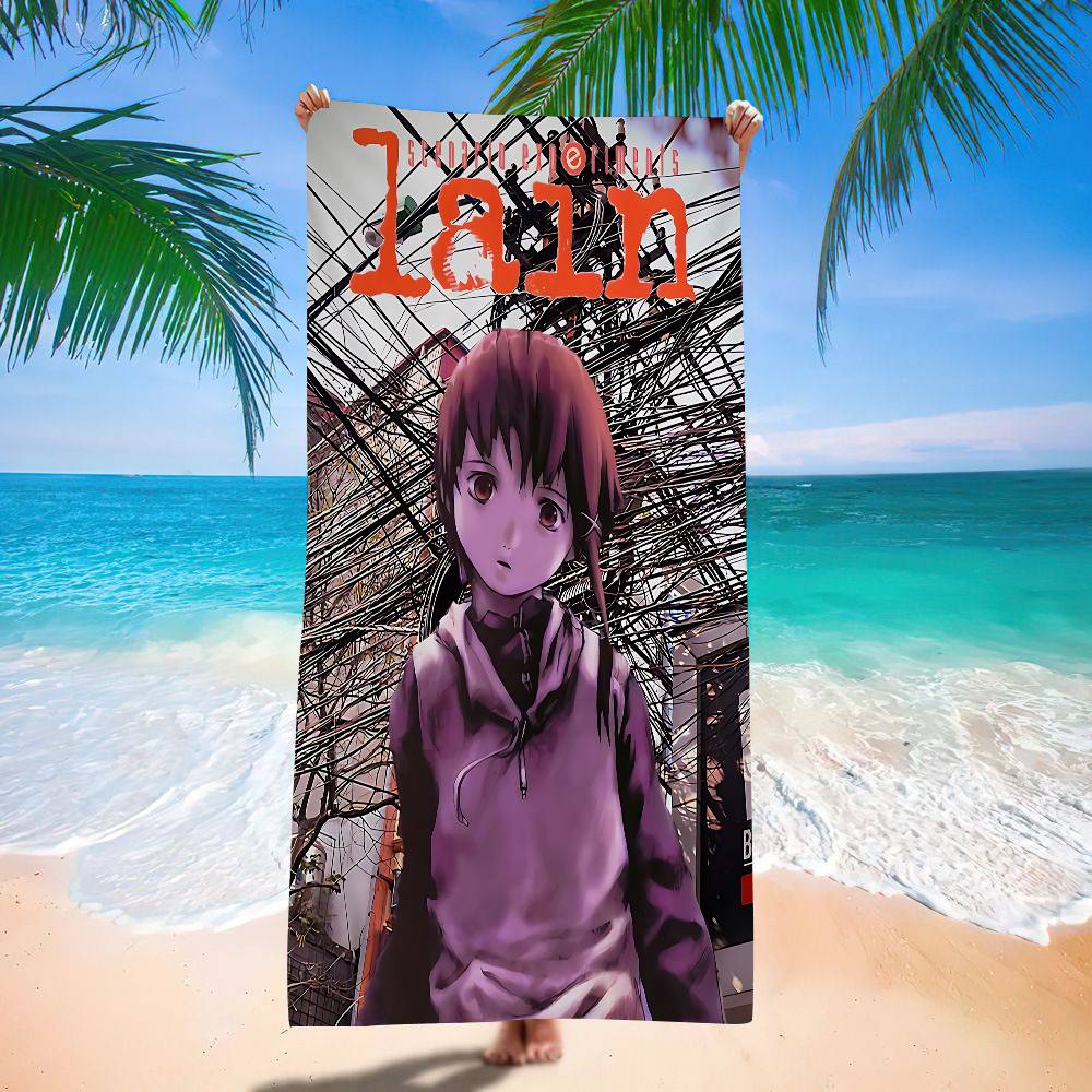 Serial Experiments Lain Anime Bath Towel Microfiber Soft Water Absorbing Breathable For Girl Kids Decorative Cartoon Beach