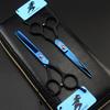 Freelander, manico blu nero, forbici per capelli, forbici piatte, forbici dentate, forbici sottili 5,5 pollici