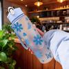 Water Bottle with Full Print of Flowers and Bowknot Patterns, Trendy & Stylish, Lightweight with Portable Lanyard, Durable