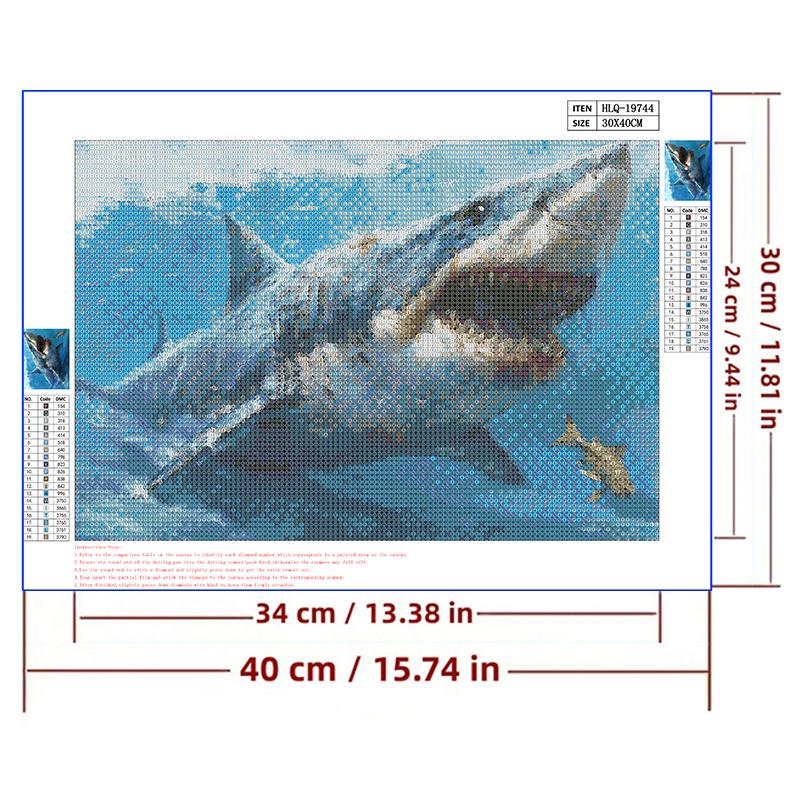 5d DIY Diamantmalerei Kreuzstich Meereswelt Hai Diamantstickerei Mosaik Vollrunde Bohrer Heimdekor Kunst