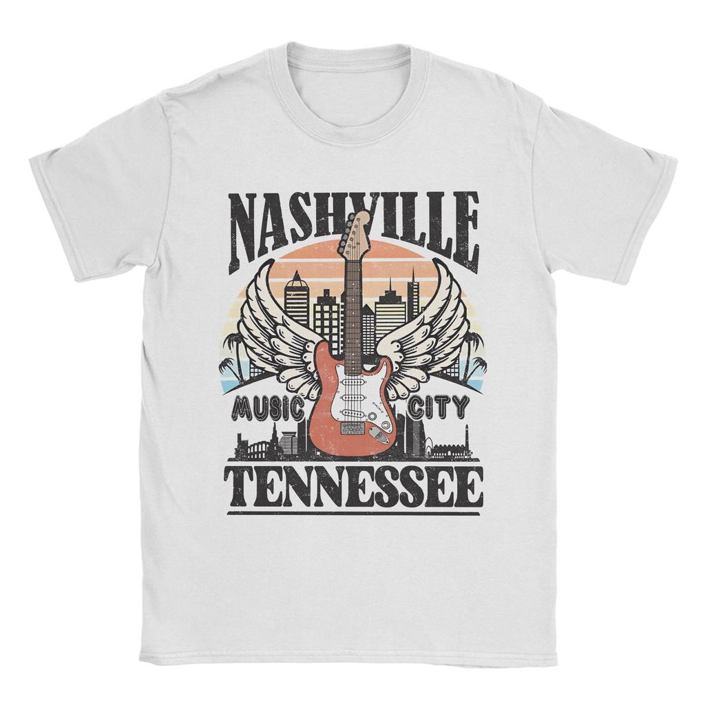 Tennessee TN Nashville Music City Men's T Shirts Fashion Tee Shirt Short Sleeve Round Neck T-Shirt 100% Cotton 4XL 5XL Tops