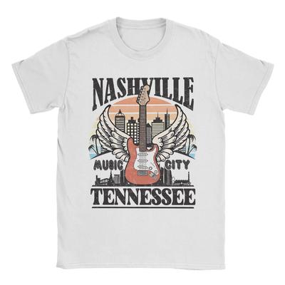 Tennessee TN Nashville Město hudby Pánská trička Módní tričko Krátký rukáv Kulatý výstřih Tričko 100% bavlna 4XL 5XL Topy