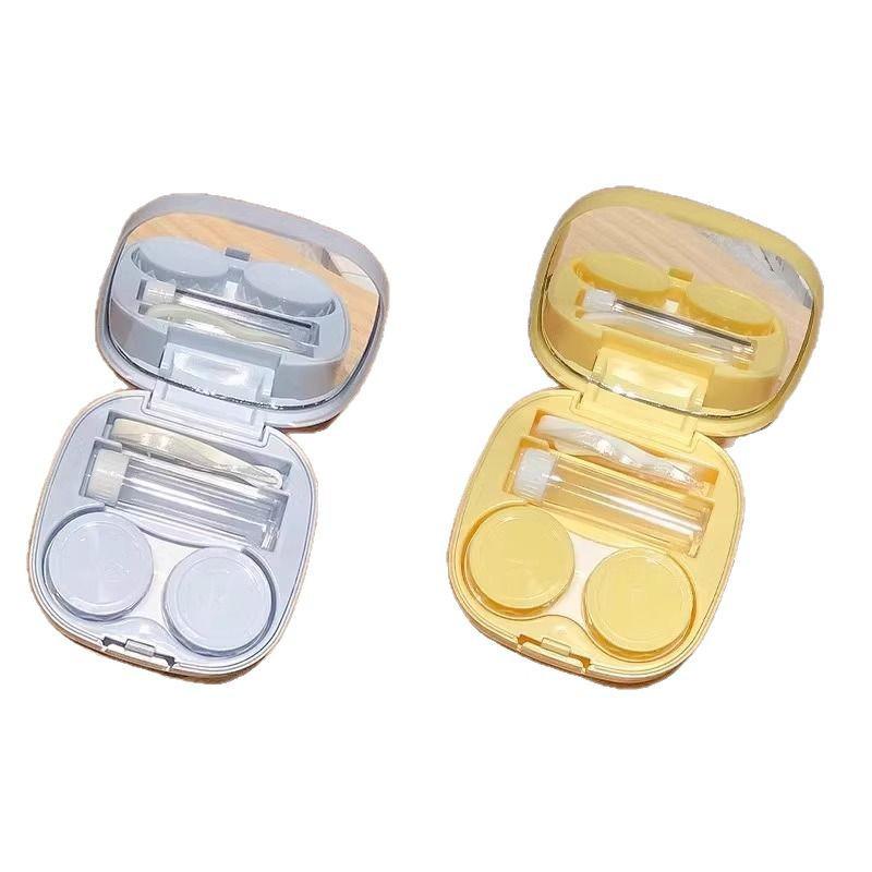 Macaron Girl Student Contact Lens Case with Mirror - Portable, Simple Storage Box