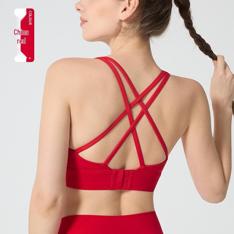 Women's Seamless Cross Back Sports Bra - Shockproof Yoga & Fitness