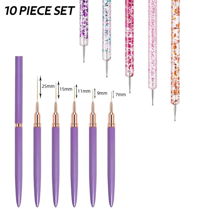 10 Pcs Nail Art Liner Brushes Set Classic Acrylic Liner Nail Dotting Pens Painting Nail Design Pen Professional Manicure Tool