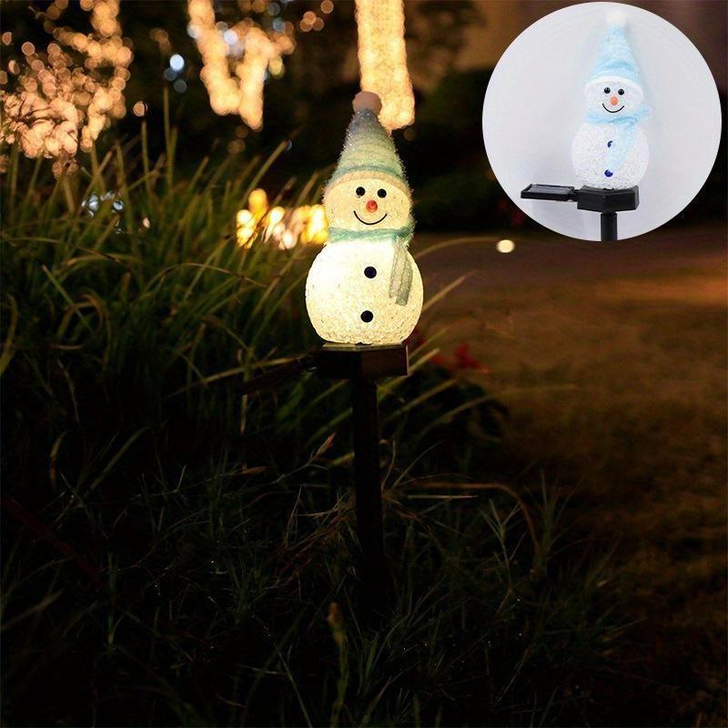1pc LED Solar Lights, Outdoor Snowman Lights, Waterproof Garden Ground Plug Lights