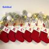 Christmas Sock Ornament with Lanyard Large Capacity Rich Color Classic Letter Design Stocking Hanging Decoration